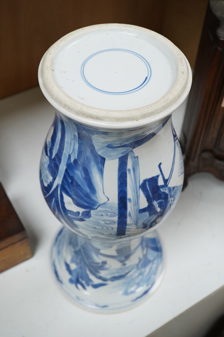 A Chinese blue and white Yen Yen vase, 42cm high